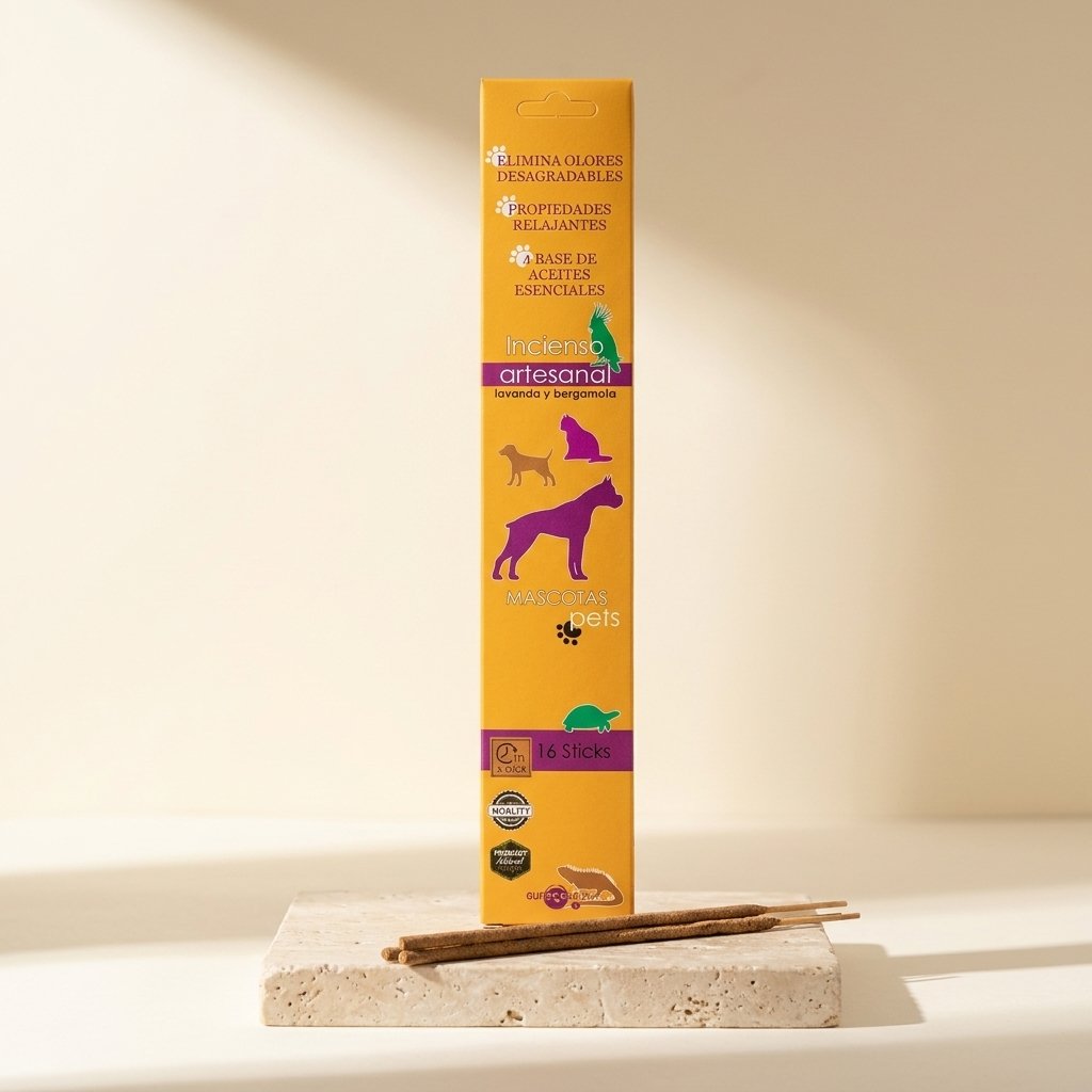 Incienso artesanal Mascotas · Lavanda y bergamota · 16 varillas