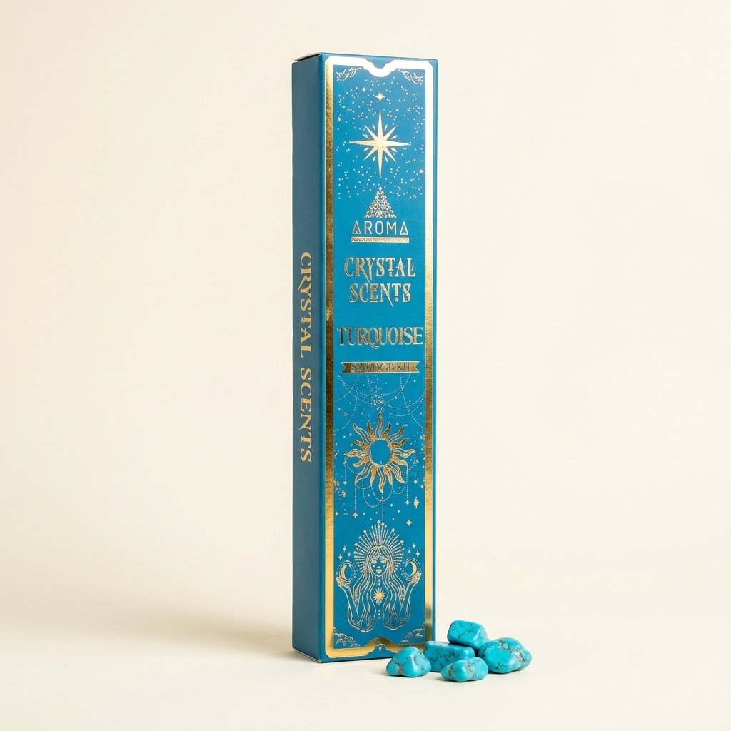 Incienso Orgánico Turquesa con Cristales — Crystal Scents (Smudge Kit)