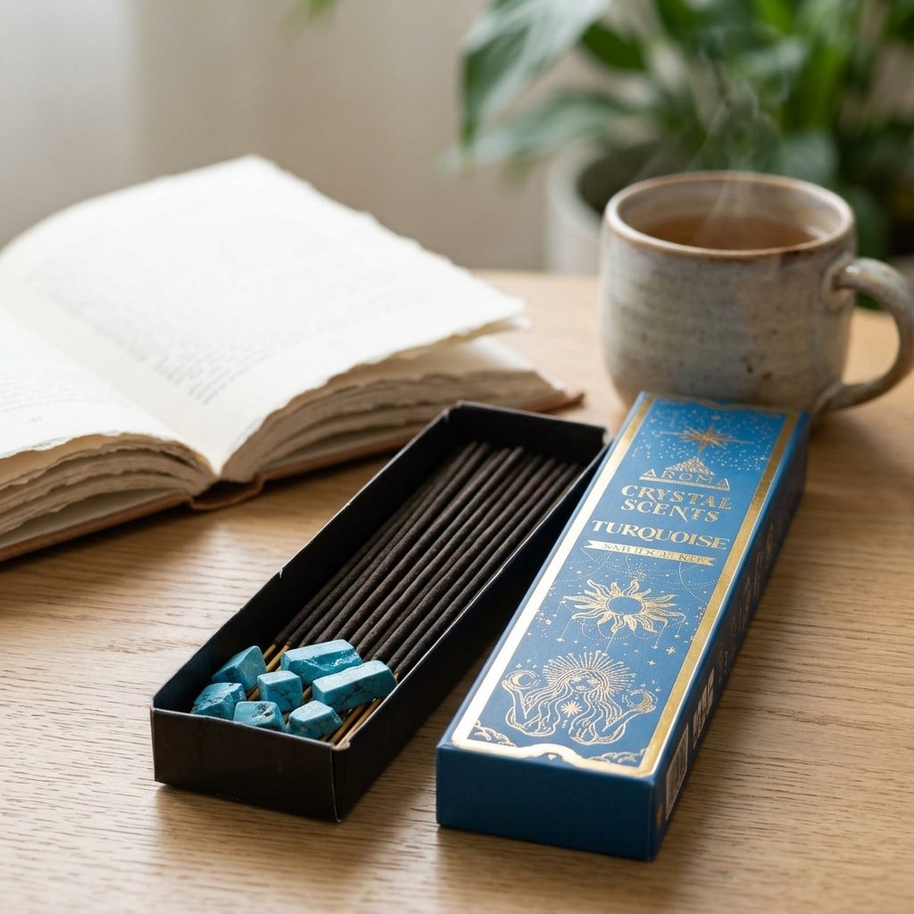 Incienso Orgánico Turquesa con Cristales — Crystal Scents (Smudge Kit)