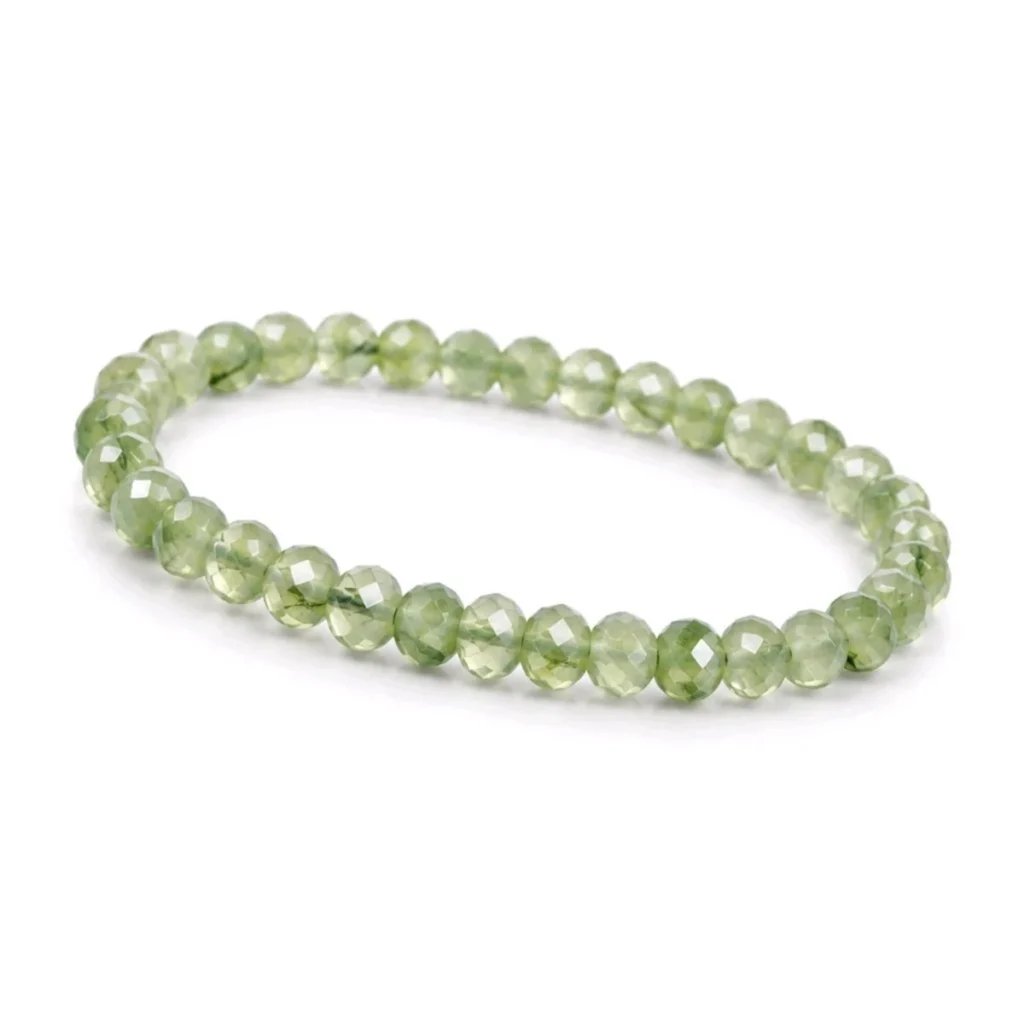 Pulsera Prehnita – Minerales Facetados 4 mm
