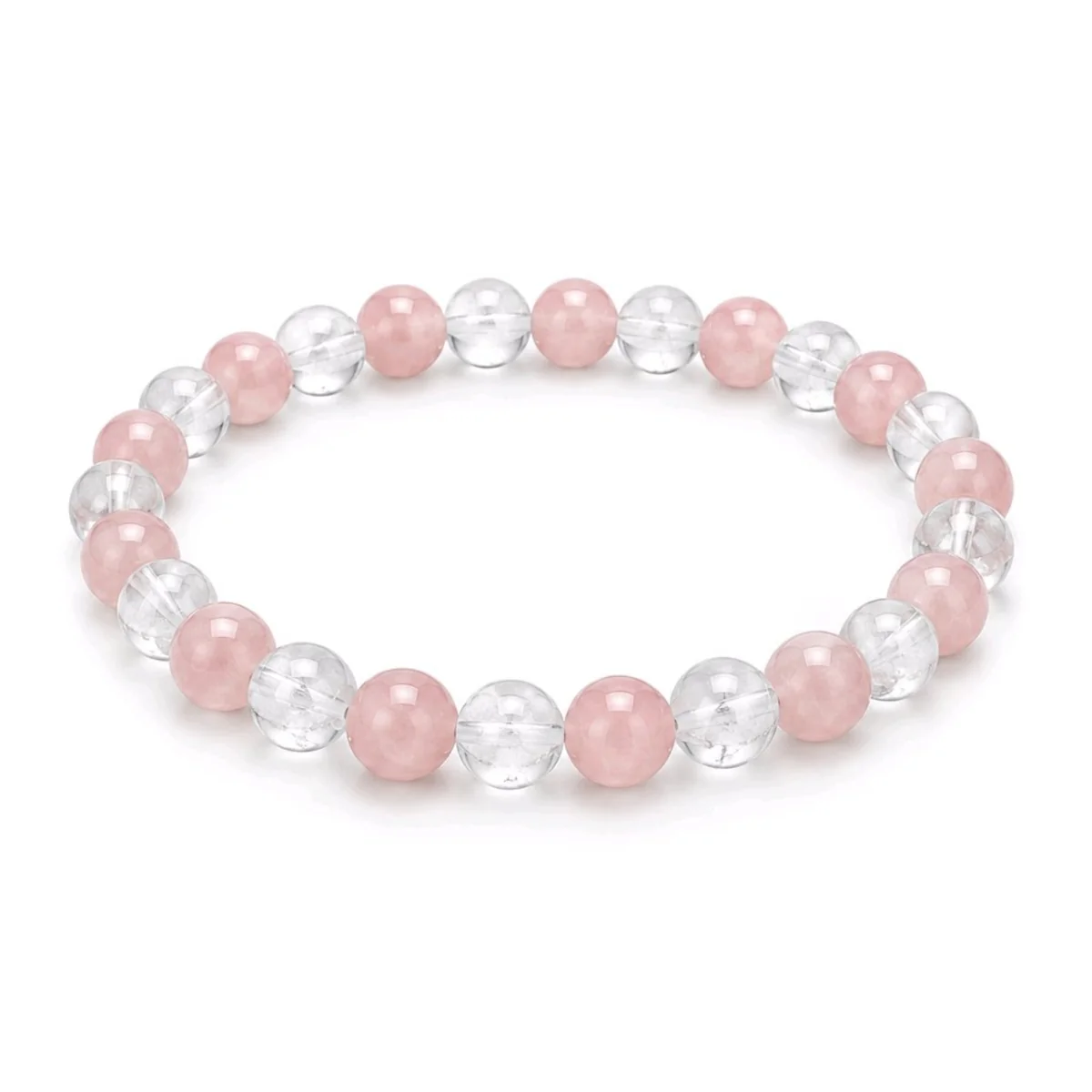 Pulsera Amor Propio y Pureza – Cuarzo Rosa Y Cuarzo Blanco 8 mm