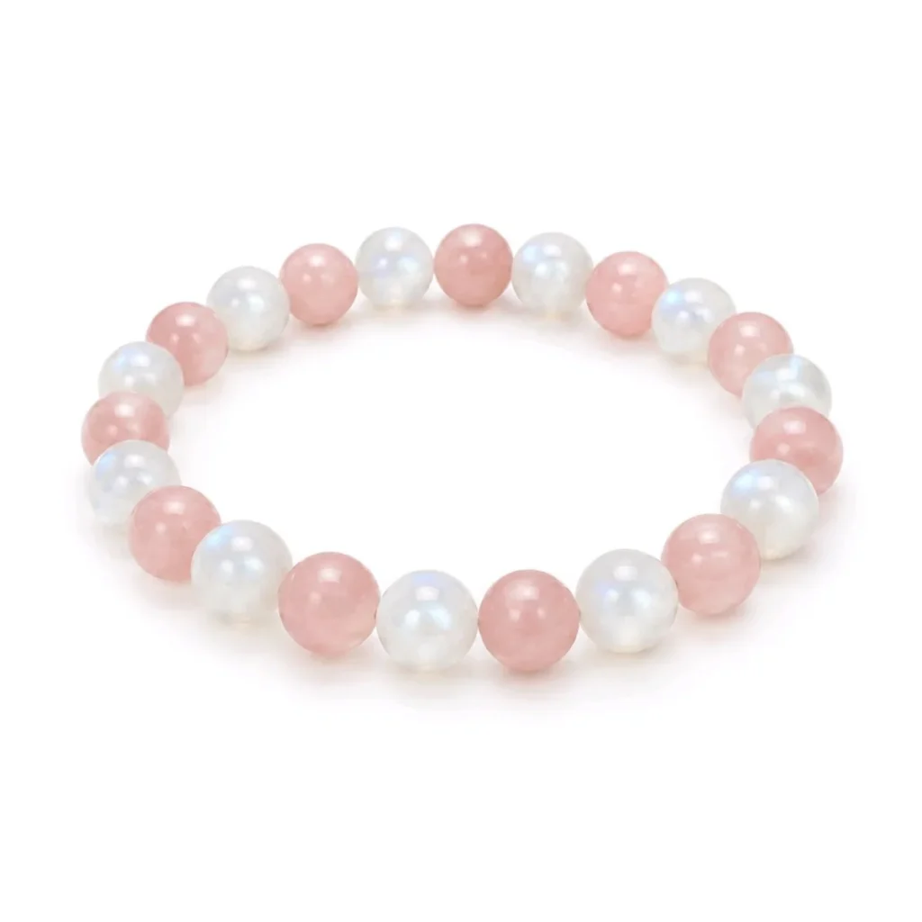 Pulsera Fertilidad – Piedra Luna Y Cuarzo Rosa 8 mm