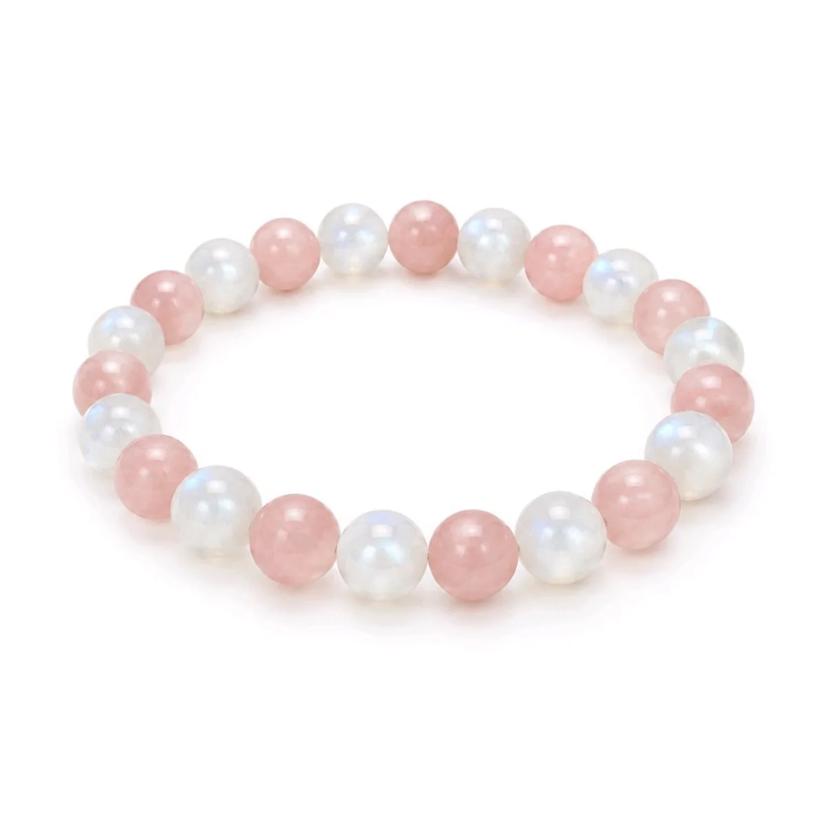 Pulsera Fertilidad – Piedra Luna Y Cuarzo Rosa 8 mm