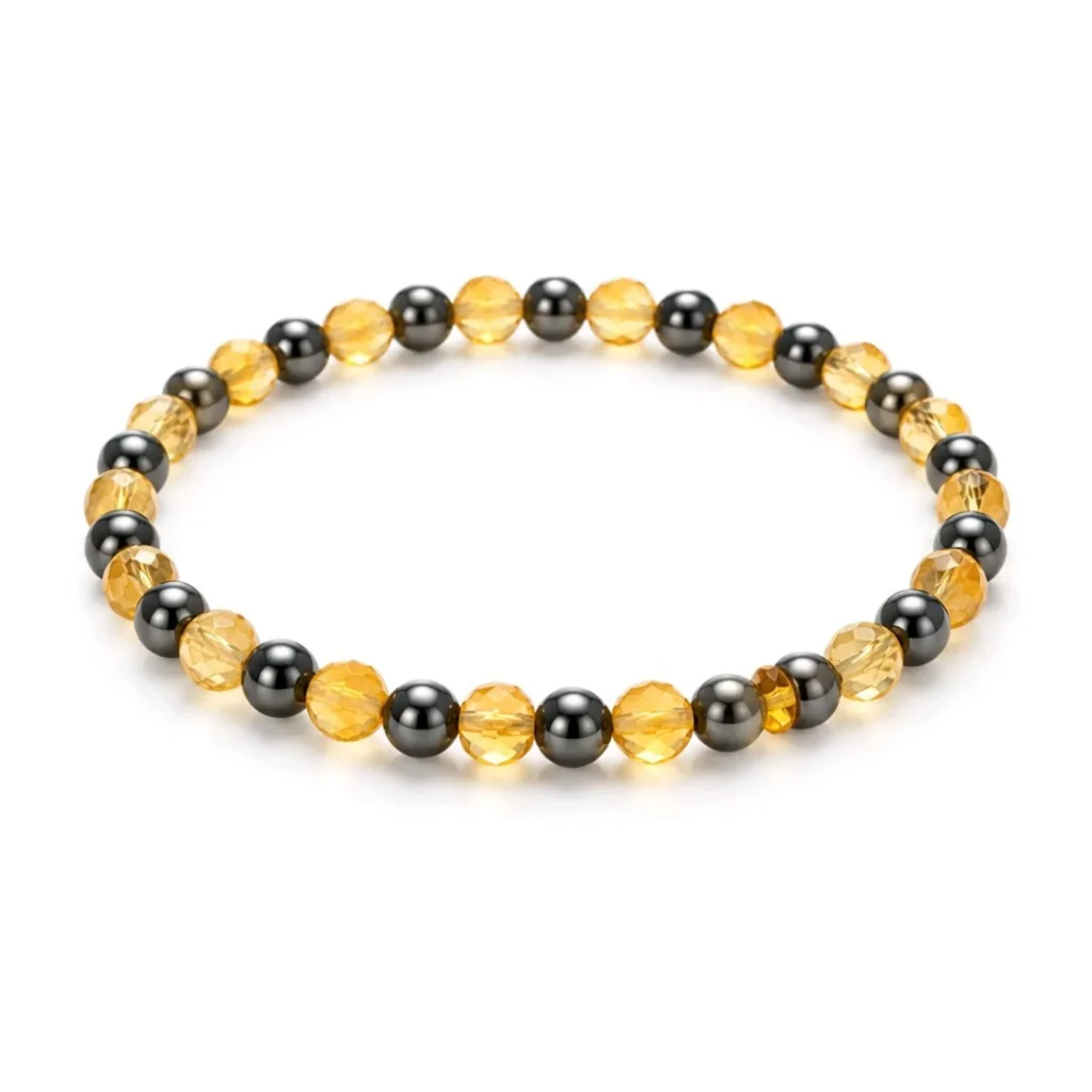 Pulsera Manifestación del Dinero – Citrino y Hematita 4 mm