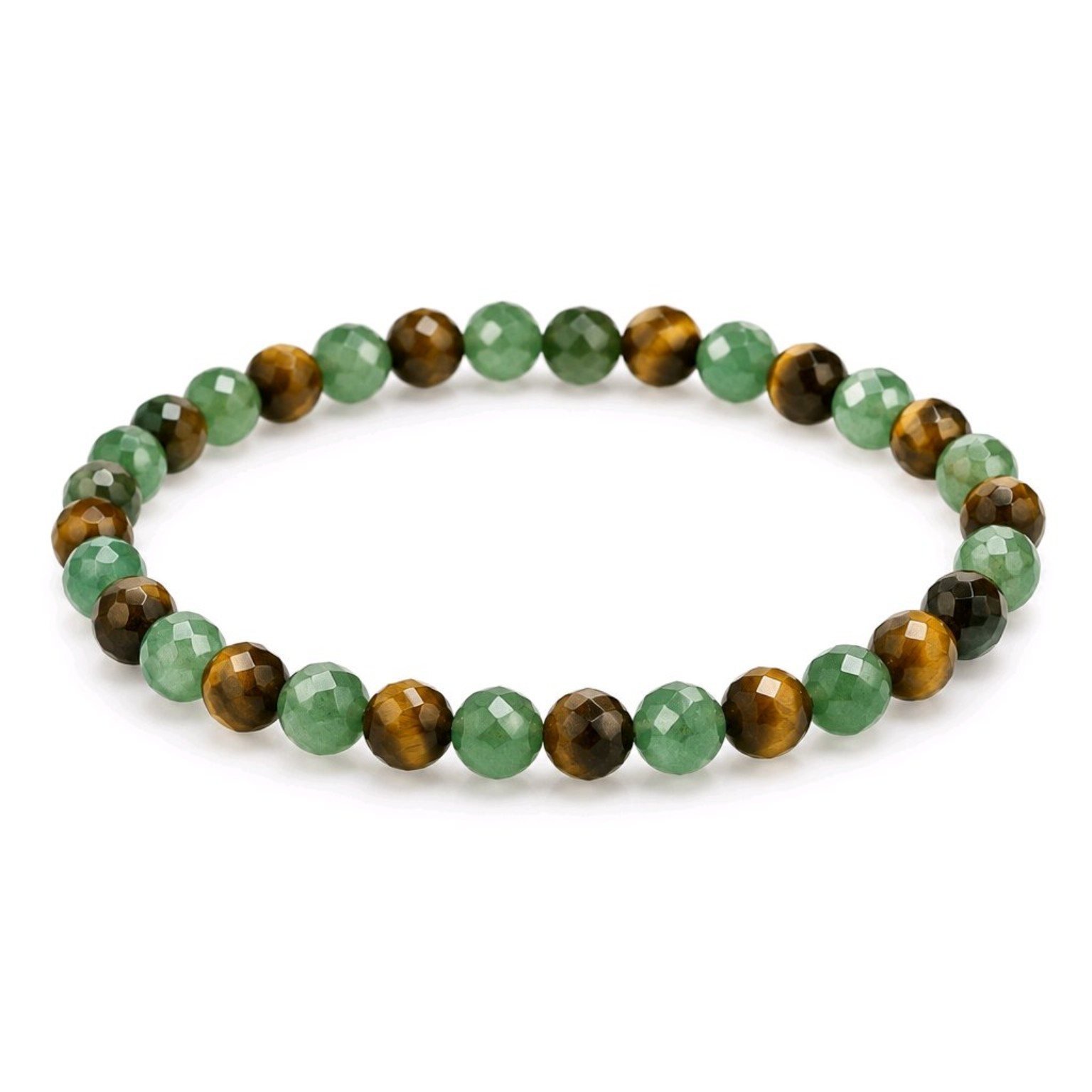 Pulsera Facetada Atrae la Buena Suerte de Aventurina y Ojo de Tigre 4 mm