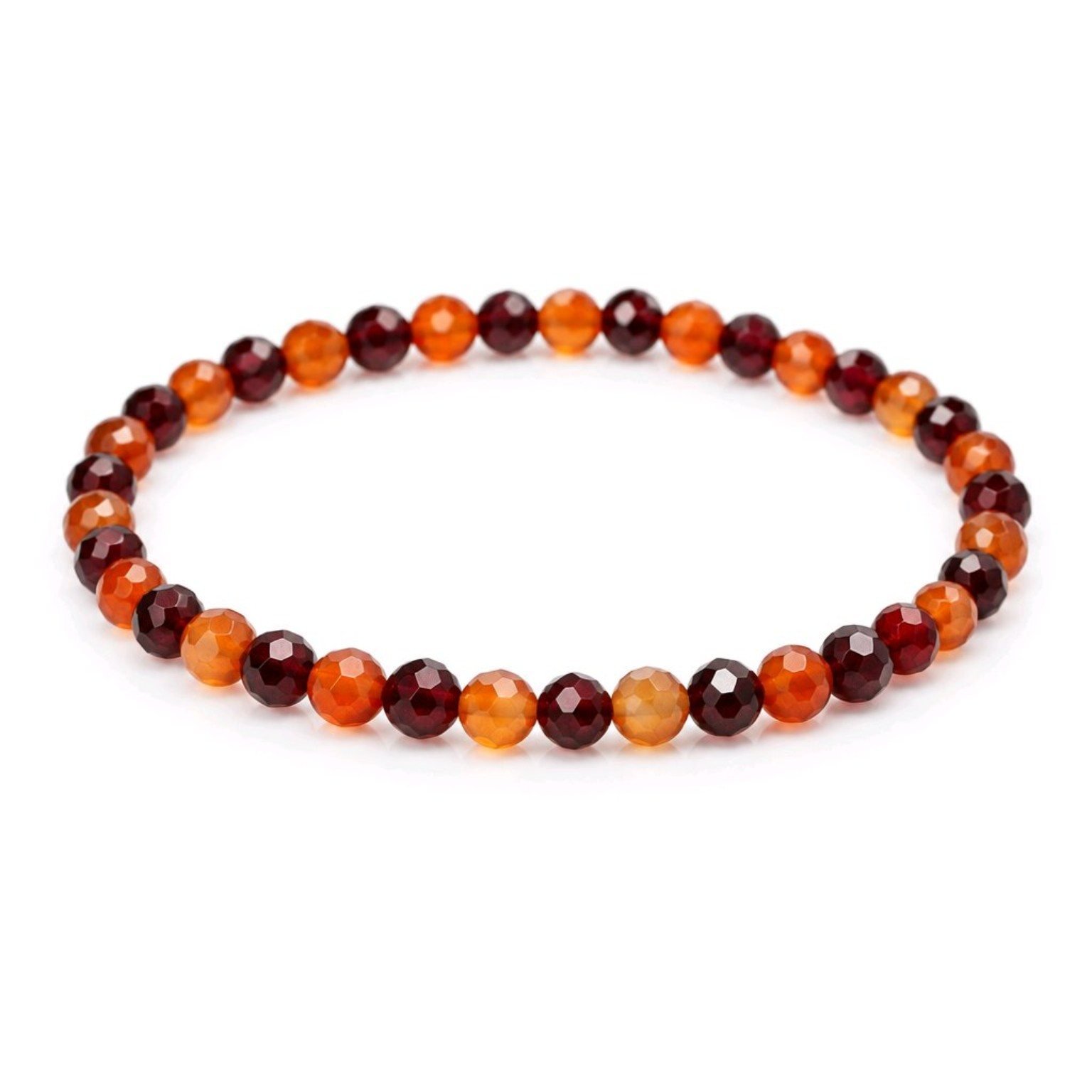 Pulsera Energía Sexual – Granate y Cornalina – Minerales Facetados 4 mm