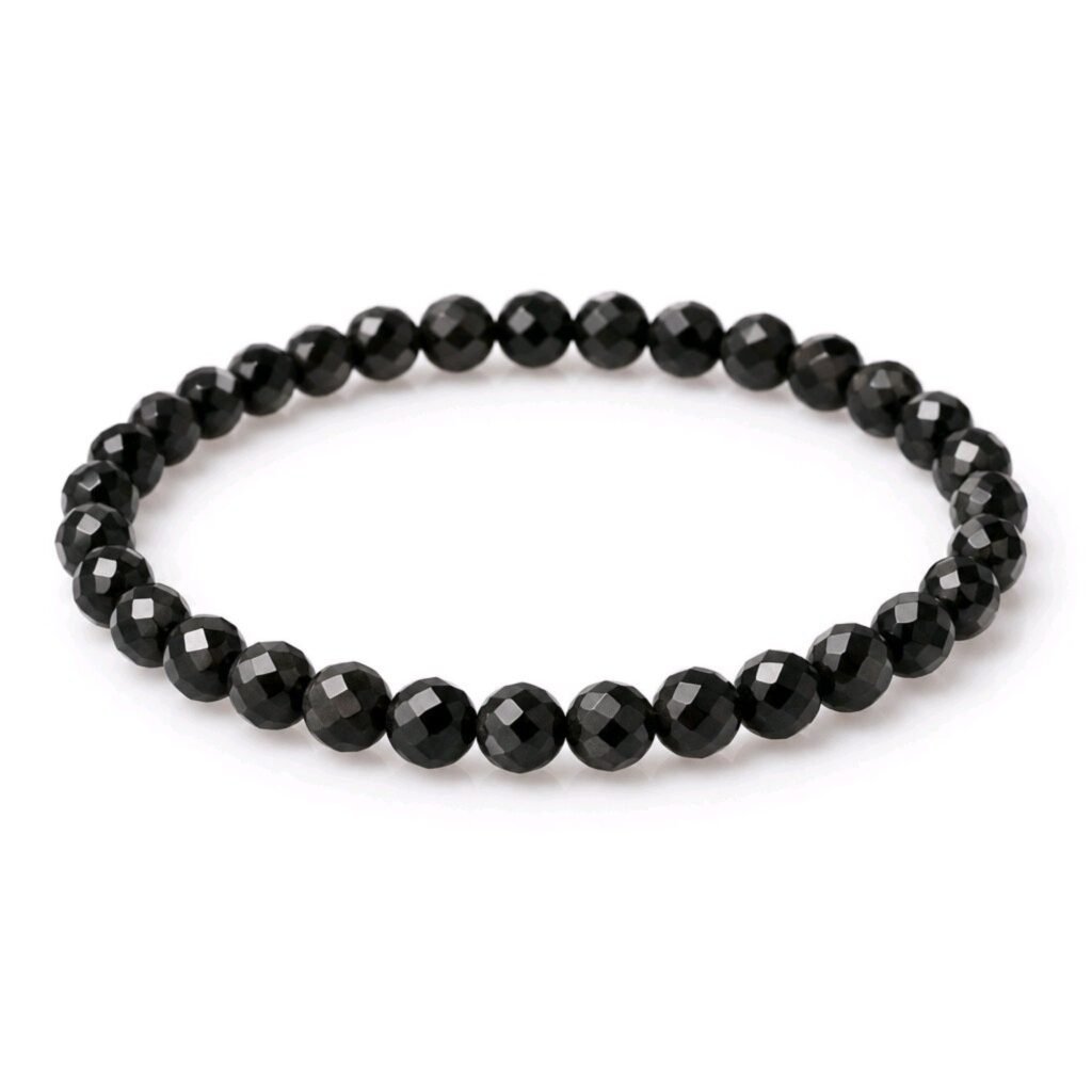 Pulsera Turmalina Negra – Minerales Facetados 4 mm