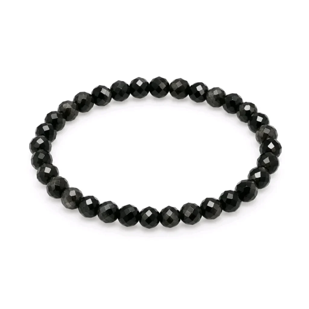 Pulsera Obsidiana – Minerales Facetados 4 mm