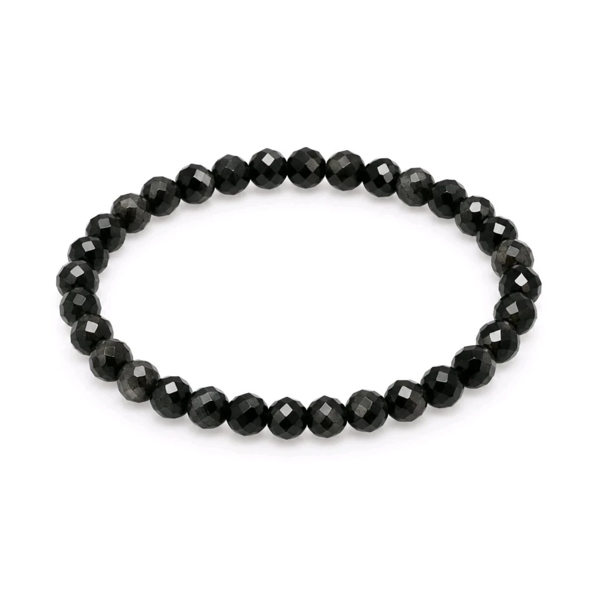 Pulsera Obsidiana – Minerales Facetados 4 mm