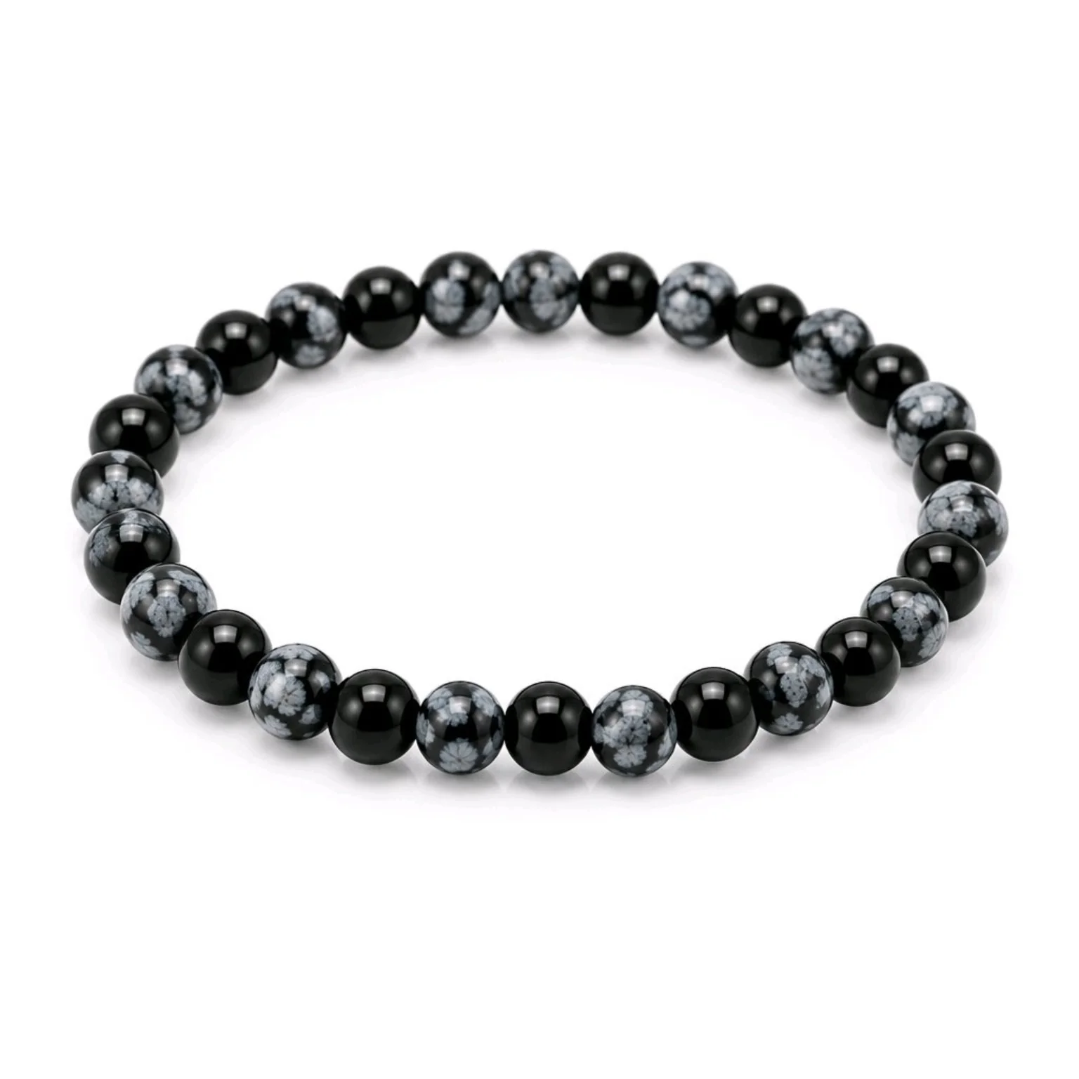 Pulsera Alivio del Estrés de Obsidiana Nevada y Ónix 8 mm