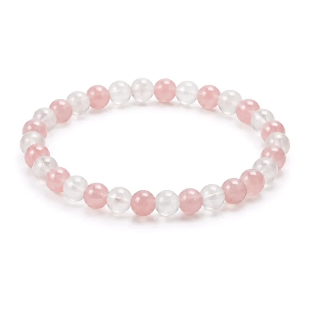 Pulsera Amor Propio y Pureza – Cuarzo Rosa Y Cuarzo Blanco 6 mm