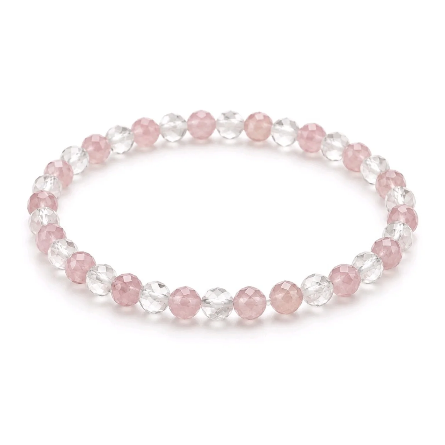 Pulsera Amor Propio y Pureza – Cuarzo Rosa Y Cuarzo Blanco 4 mm facetada