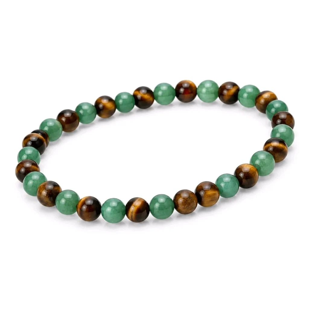 Pulsera Atrae la Buena Suerte de Aventurina y Ojo de Tigre 4 mm
